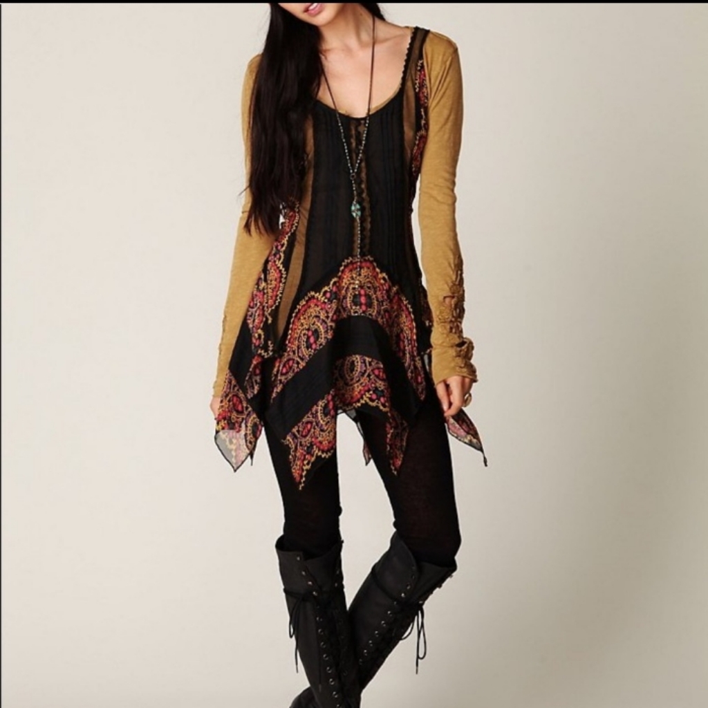 Iso Free People Border Print Tunic Slip